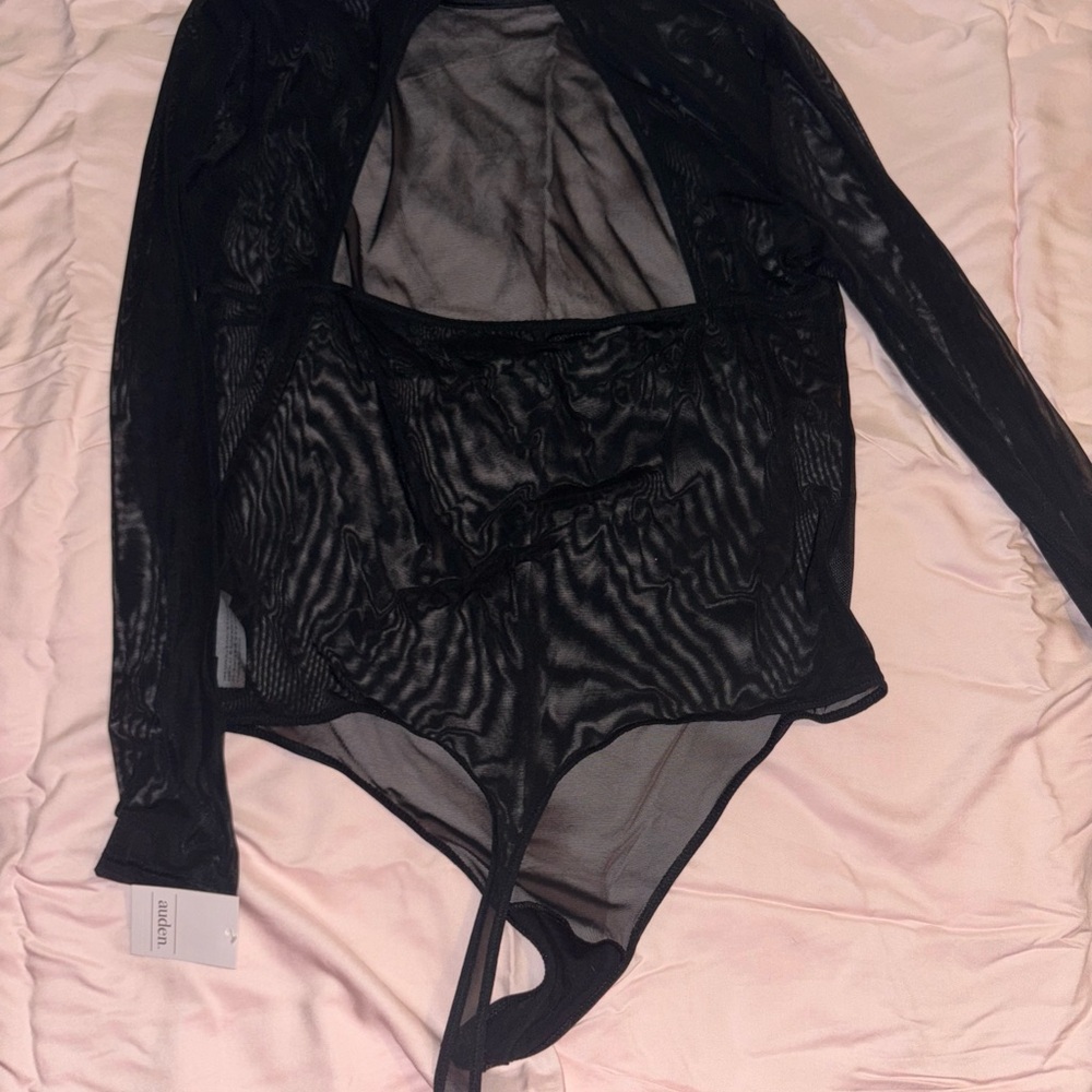Auden Black Sheer Bodysuit